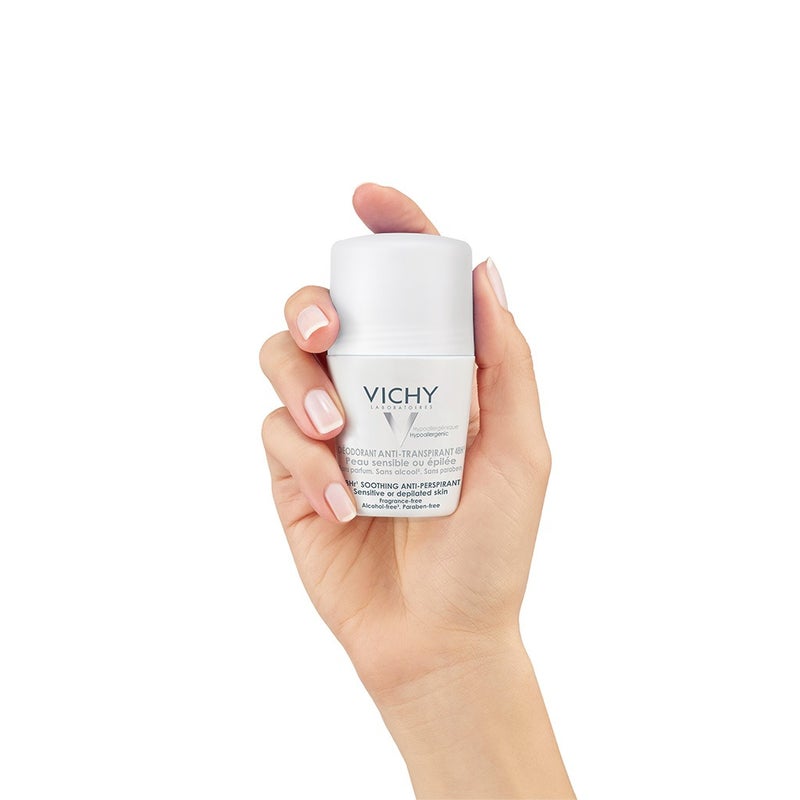 Vichy 48 Hours Soothing Anti Perspirant Deodorant Roll-On For Sensitive Skin 50ml, Buy 1 Get 50% Off On 2nd Piece, Promo Pack 