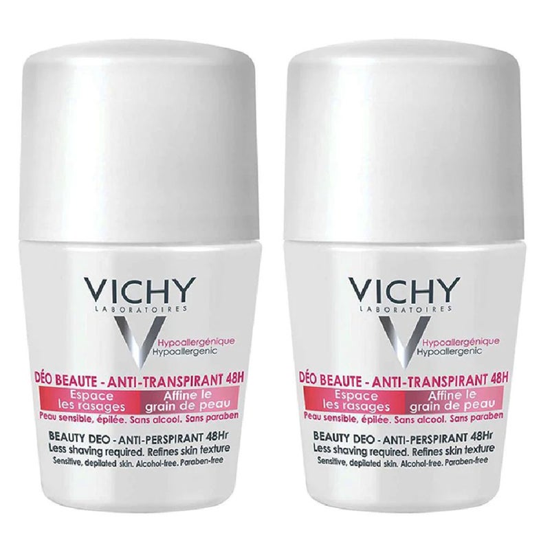 Vichy 48 Hours Anti Perspirant Beauty Deodorant Roll-On For Women 50ml, Buy 1 Get 50% Off On 2nd Piece, Promo Pack
