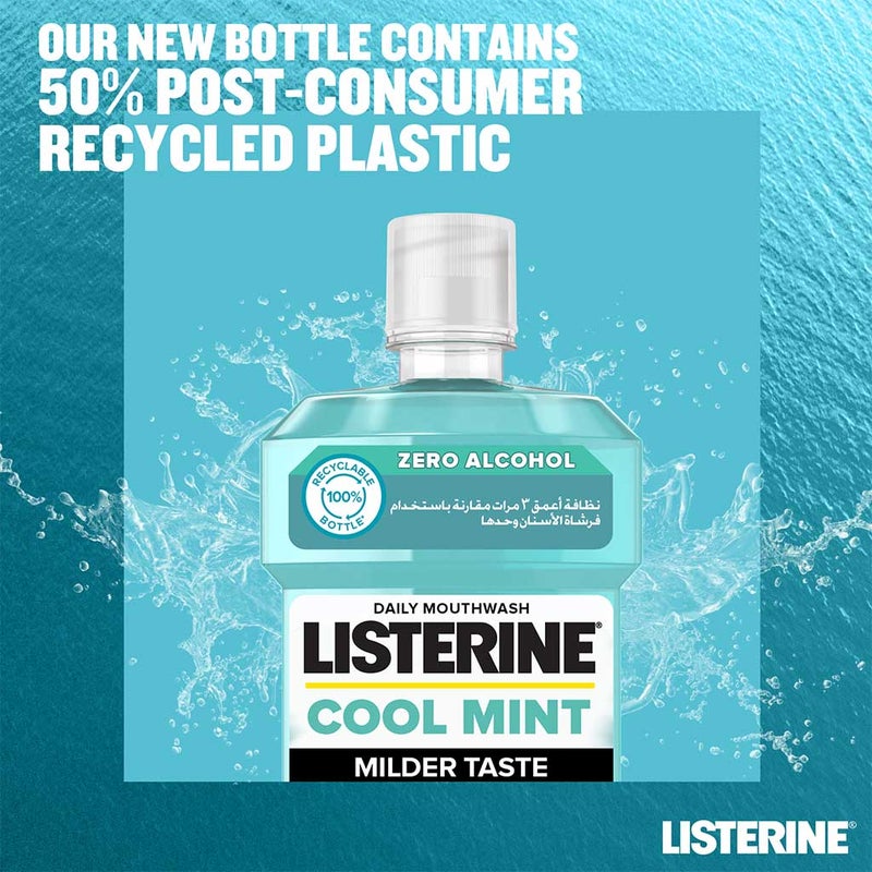 Listerine Zero Alcohol Cool Mint Milder Taste Mouthwash 500ml