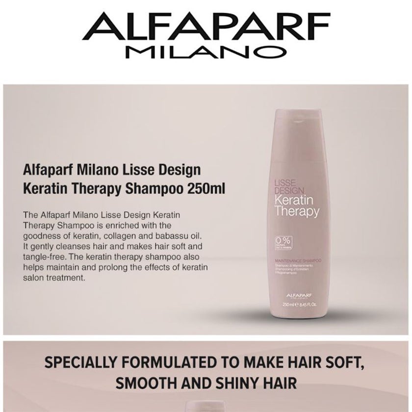 Alfaparf Keratin Therapy Lisse Design Maintenance Shampoo For Smooth & Shiny Hair 250ml
