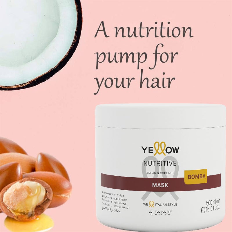Alfaparf Yellow Nutritive Argan & Coconut Hair Nourishing Mask For Dry Hair 500ml