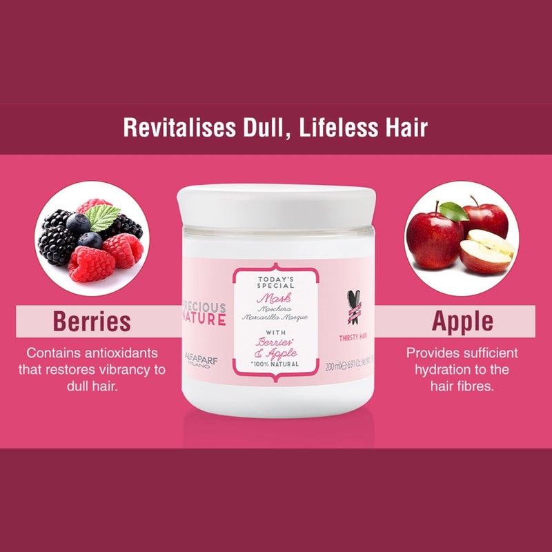 Alfaparf Precious Nature Thirsty Hair Mask With Berries & Apple For Manageable, Soft Hair 200ml