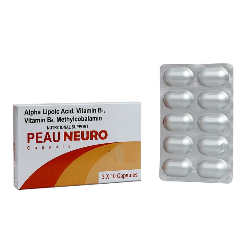 Peau Neuro Vitamin B12 Multivitamin Supplement Capsules With Alpha Lipoic Acid, Pack of 30's