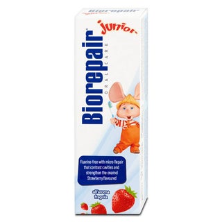 Biorepair Junior Fluoride-Free Strawberry Toothpaste For 0-6 Years Old Kid 50ml