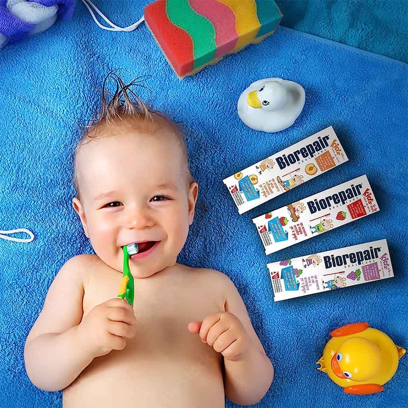 Biorepair Junior Fluoride-Free Strawberry Toothpaste For 0-6 Years Old Kid 50ml
