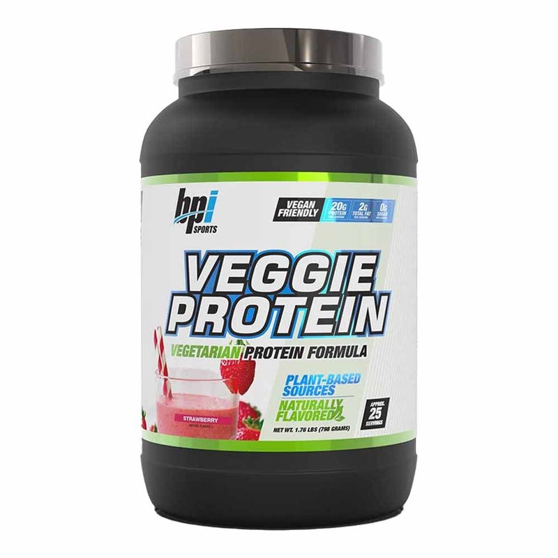 BPI Sports Veggie Vegetarian Protein Powder Strawberry 25 Servings
