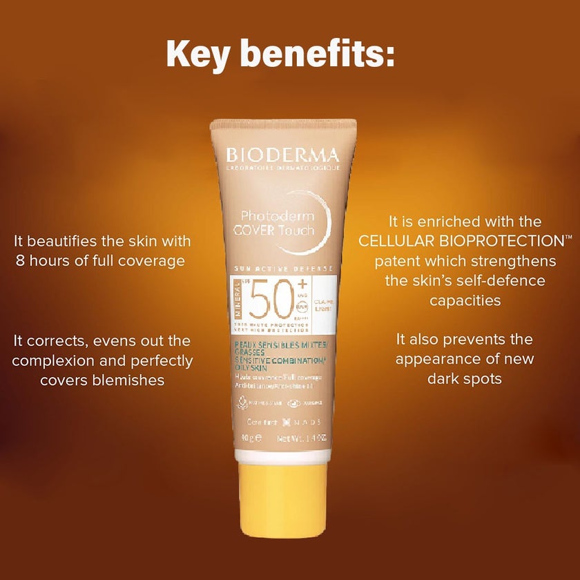 Bioderma Photoderm Cover Touch SPF50+ High Coverage Mineral Sunscreen Light Tinted 40ml