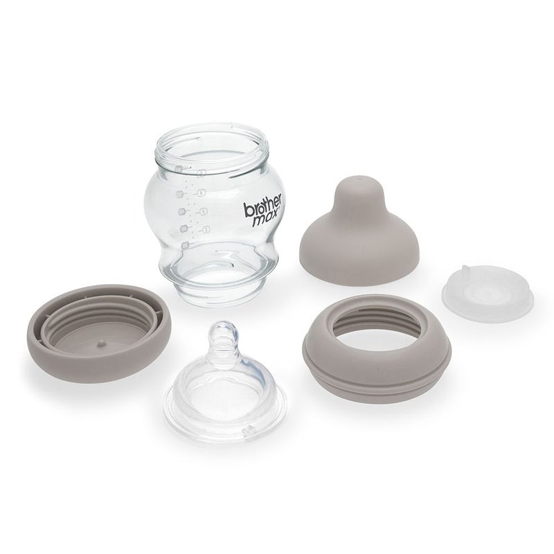 Brother Max PP Anti-Colic Feeding Bottle 0-3 Months Grey 160 mL 1's BM107G