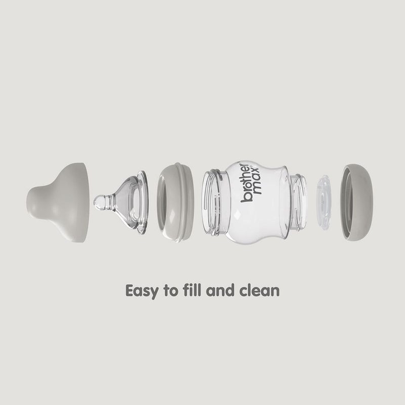Brother Max PP Anti-Colic Feeding Bottle 3-6 Months Grey 240 mL 1's BM108G