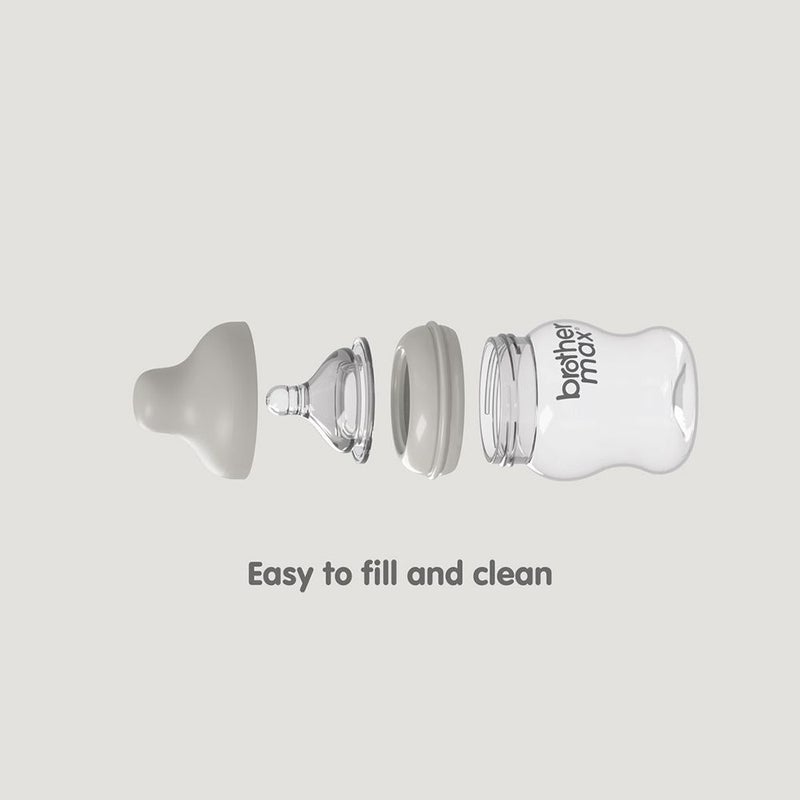 Brother Max PP Extra Wide Neck Bottle 3-6 Months Grey 240 mL 1's BM110G