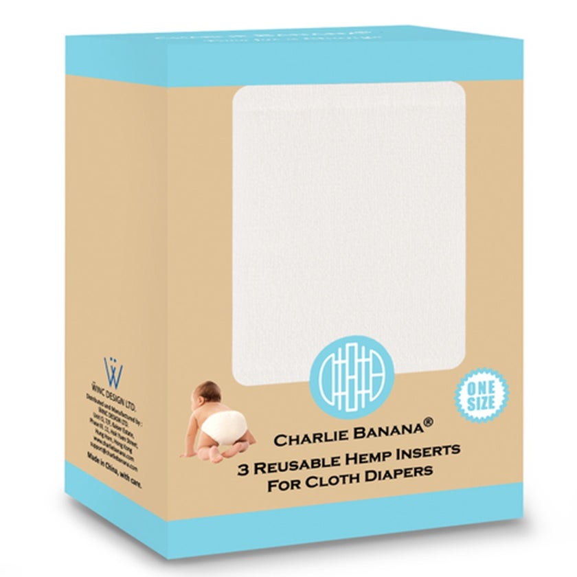 Charlie Banana Reusable Hemp And Cotton Inserts For Cloth Diapers - Medium/Large, Pack of 3's