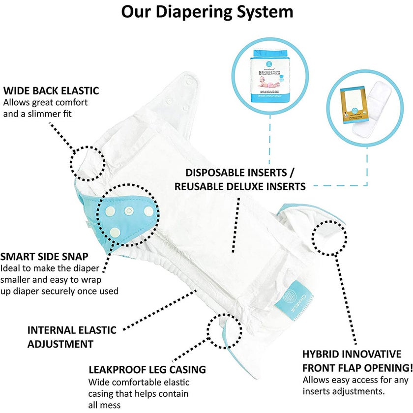 Charlie Banana Reusable Hemp And Cotton Inserts For Cloth Diapers - Medium/Large, Pack of 3's