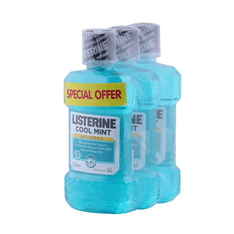 Listerine Cool Mint Mouthwash 250 mL 2+1 PROMO PACK