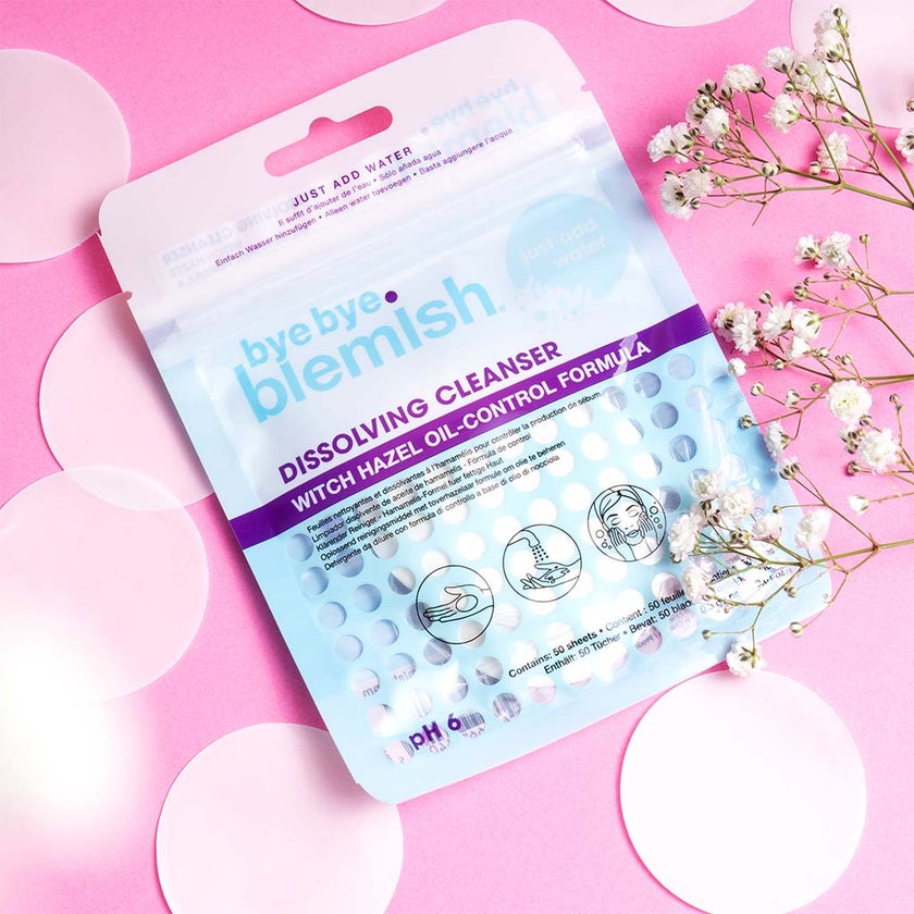 Bye Bye Blemish Dissolving Cleanser Sheets, Pack of 50's