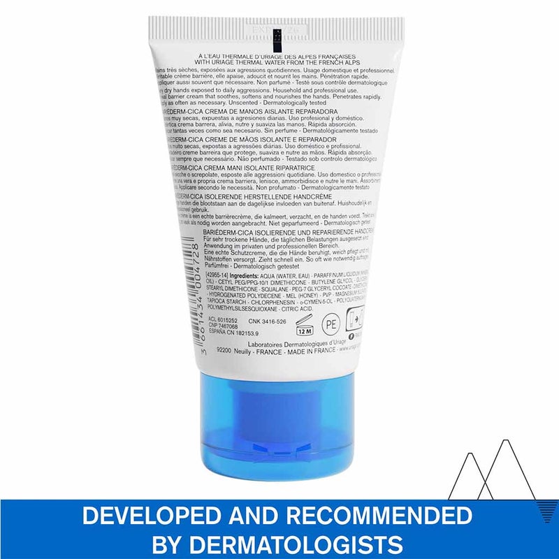 Uriage Bariederm CICA Insulating Repairing Hand Cream With Manuka Honey For Dry Skin 50ml