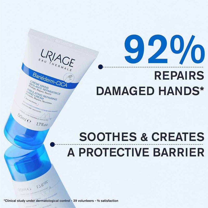 Uriage Bariederm CICA Insulating Repairing Hand Cream With Manuka Honey For Dry Skin 50ml