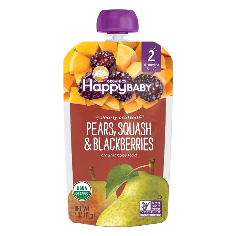 HappyBaby Organic Baby Food Pears, Squash And Blackberries 113 g