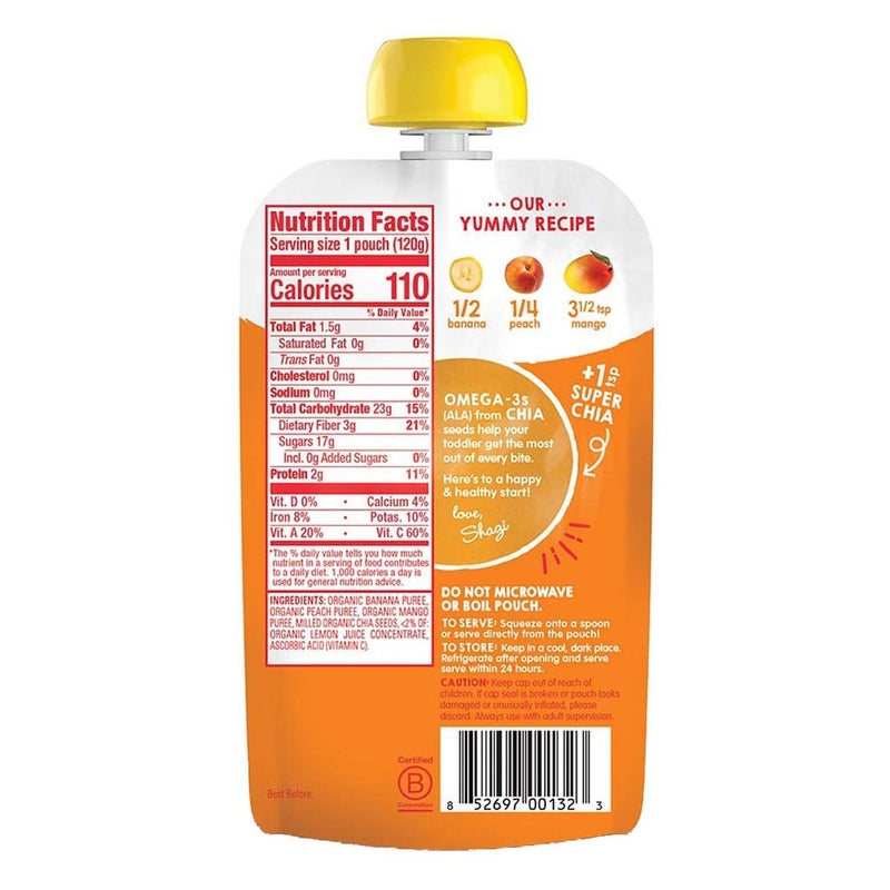 HappyTot SuperFoods Bananas, Peaches & Mangoes + SuperChia 120 g