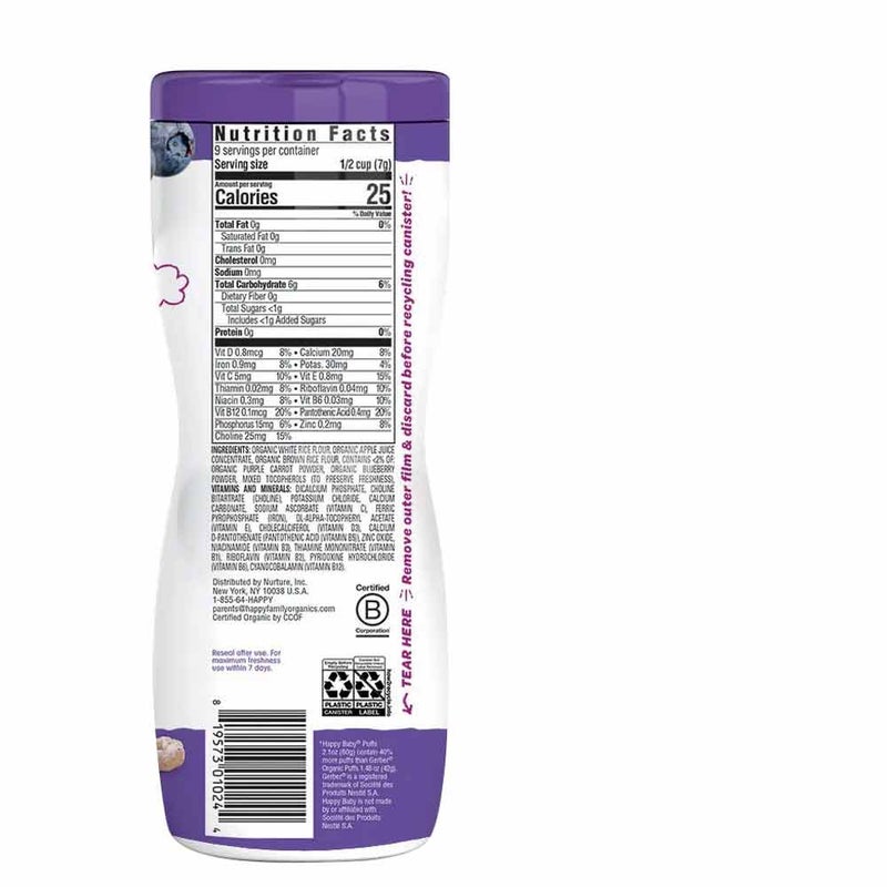 HappyBaby® Superfood Puffs Purple Carrot & BlueBerry 60 g