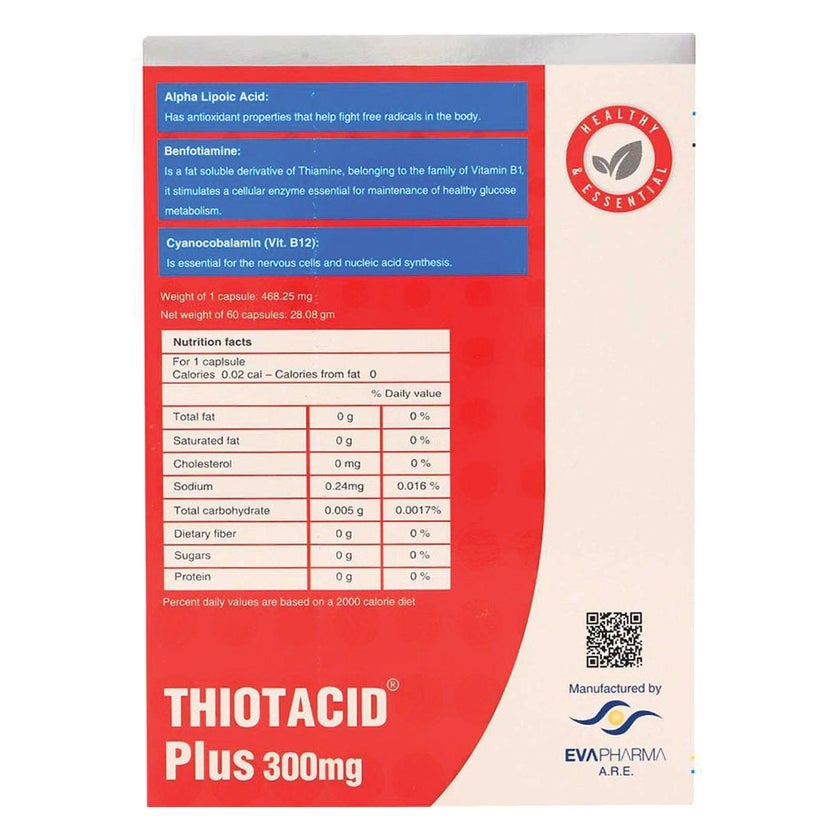 Thiotacid Plus 300mg Capsules, Pack of 60's