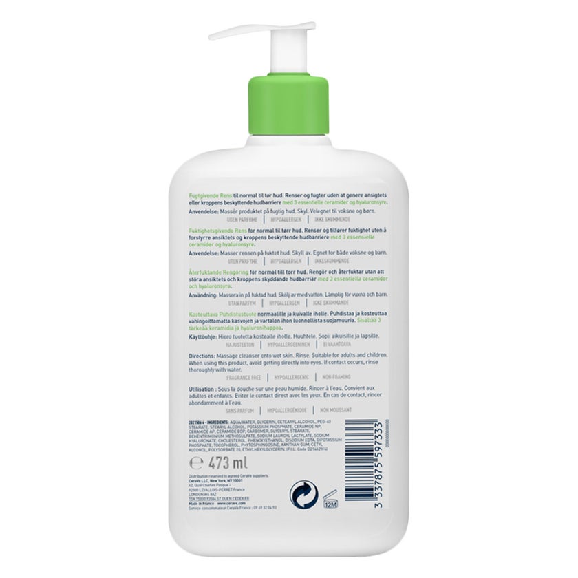 CeraVe Hydrating Fragrance Free Cleanser For Normal To Dry Skin 473ml