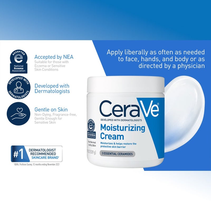 CeraVe Fragrance Free Moisturising Cream For Dry To Very Dry Skin 340g