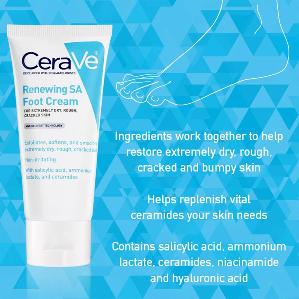 CeraVe SA Renewing Foot Cream With Salicylic Acid For Dry, Rough