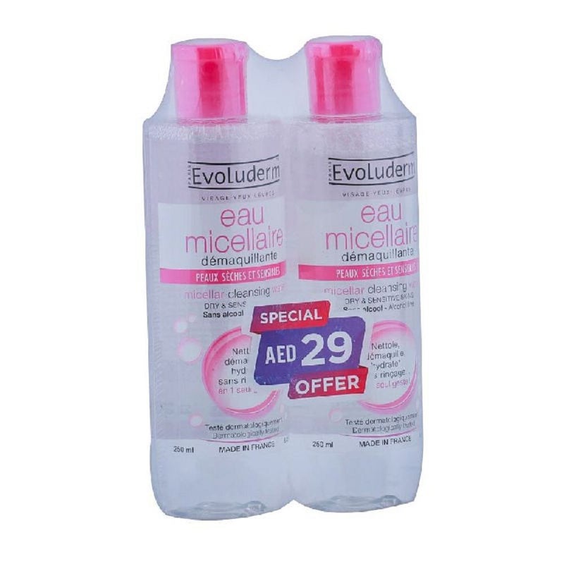 Evoluderm Micellar Water Dry & Sensitive Skin 250 mL 1+1 PROMO PACK