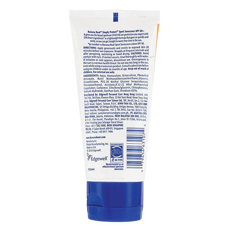 Banana Boat Simply Protect Sport Sunscreen Lotion SPF 50+, 90 mL