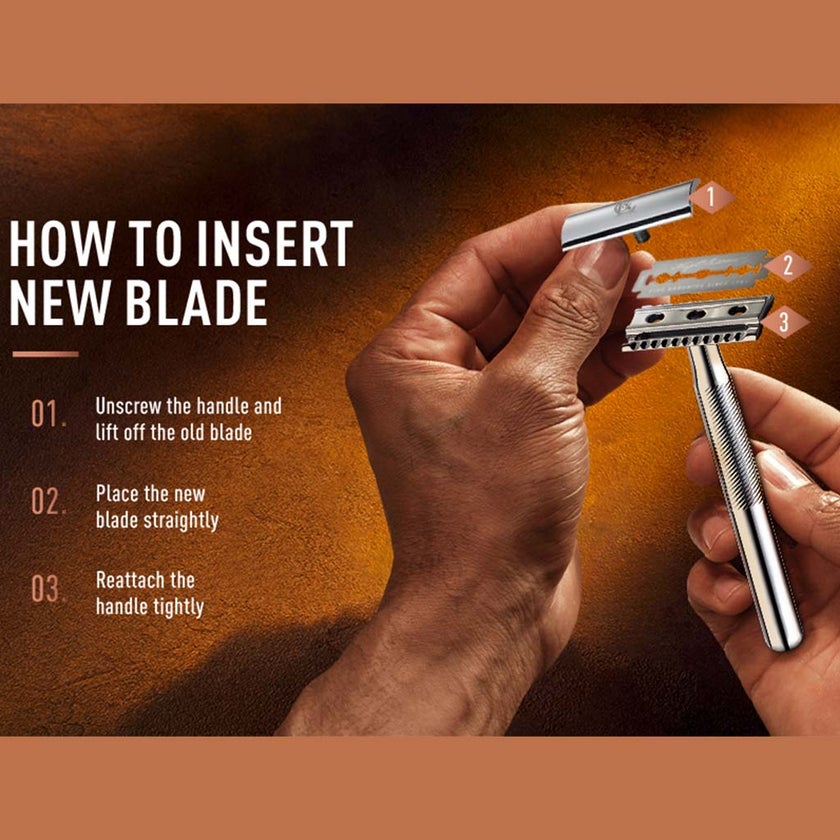 King C. Gillette Men’s Double Edge Safety Razor With Classic Inspired Chrome Plated Handle + Gillette’s Best Platinum Coated Double Edge Blades, Pack of 1 Handle + 5 Blades