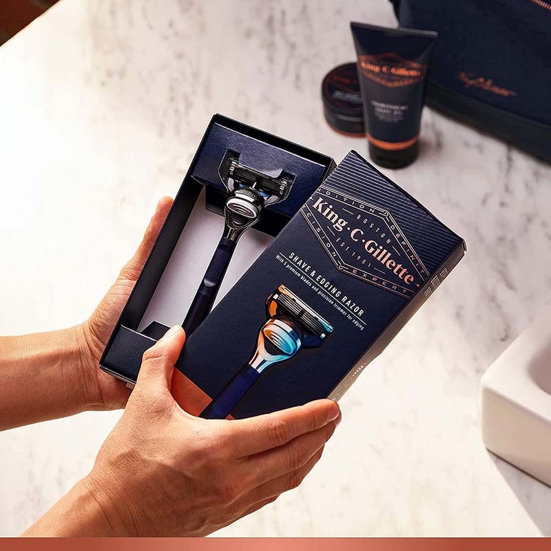 King C. Gillette Men’s Shave & Edging Razor With 5 Built In Premium Blades & Precision Trimmer, Pack of 1's