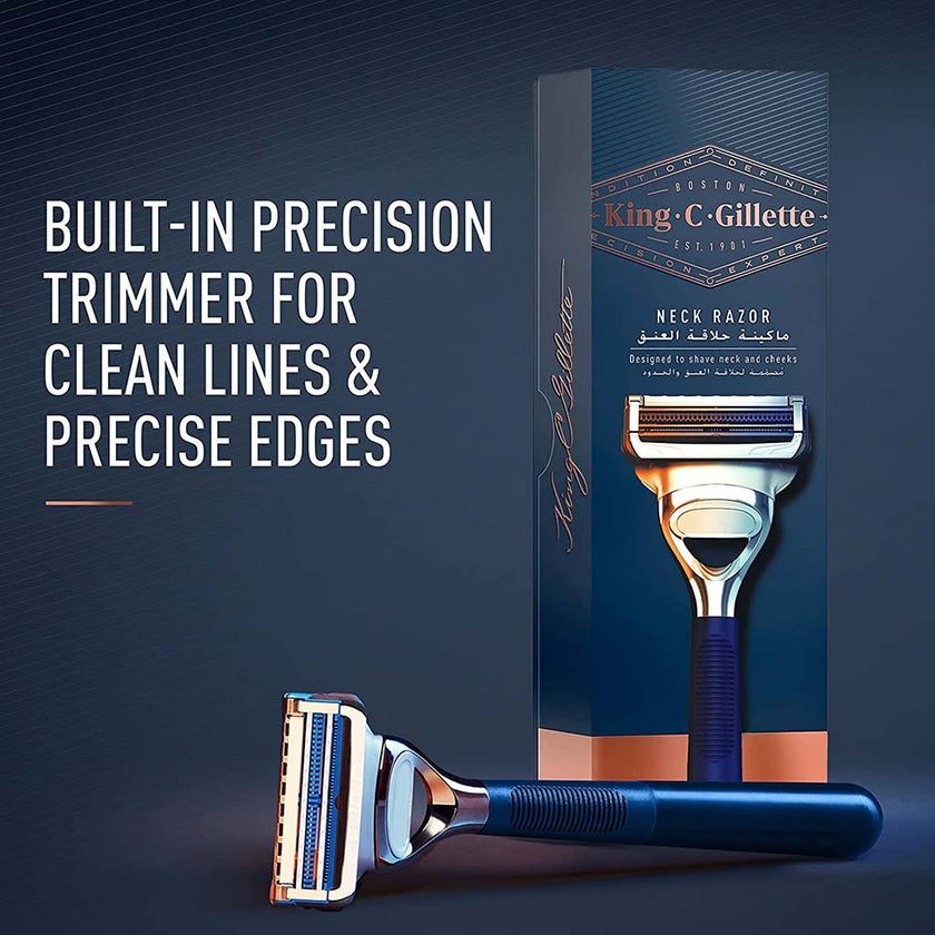 King C. Gillette Men's Neck Razor With Gillette's Best Sharpest Stainless Steel Platinum Coated Blades