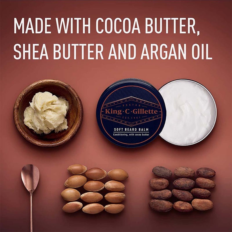 King C. Gillette Men’s Deep Conditioning Soft Beard Balm With Cocoa Butter, Argan Oil and Shea Butter 100ml