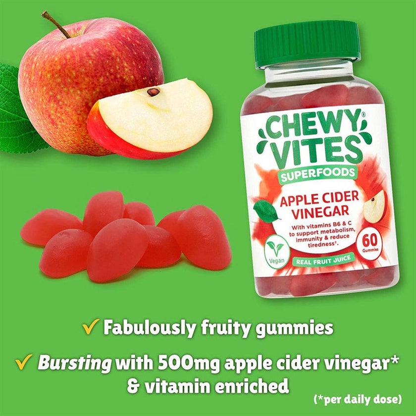Chewy Vites Superfoods Apple Cider Vinegar Gummies, Pack of 60's
