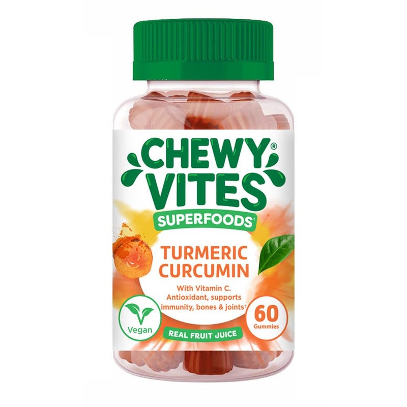 Chewy Vites Superfoods Turmeric Curcumin Gummies With Vitamin C For Antioxidant & Immunity Support, Pack of 60's