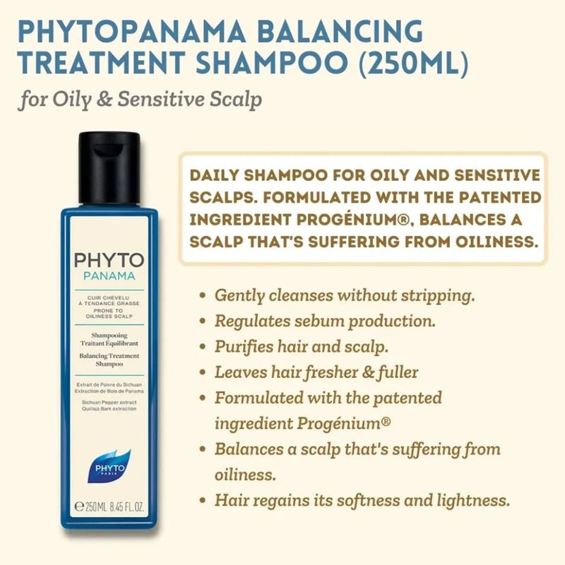 Phyto Phytopanama Balancing Treatment Shampoo For Oily Scalp & Hair 250ml