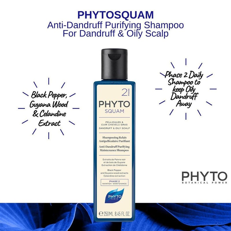 Phyto Phytosquam Phase 2 Anti-Dandruff Purifying Maintenance Shampoo For Dandruff & Oily Scalp 250ml