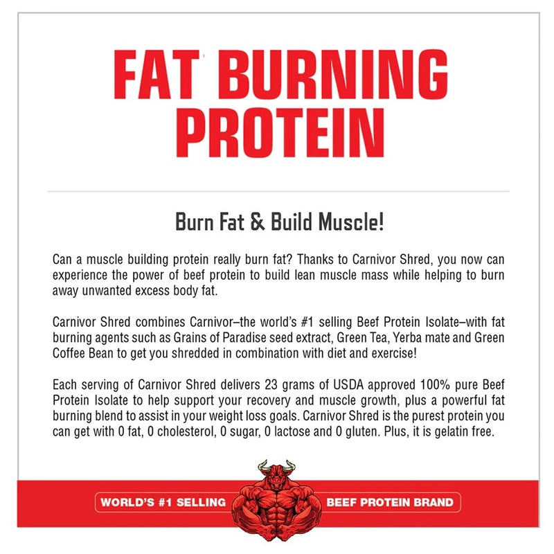 MuscleMeds Carnivor Shred Fat Burning Beef Protein Isolate Hydrolyzed Protein Powder Chocolate 4.5 lb