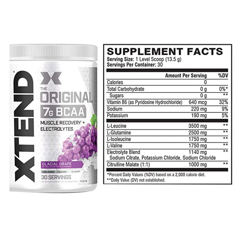 Scivation Xtend Original BCAA Muscle Recovery + Electrolytes Glacial Grape 30 Servings