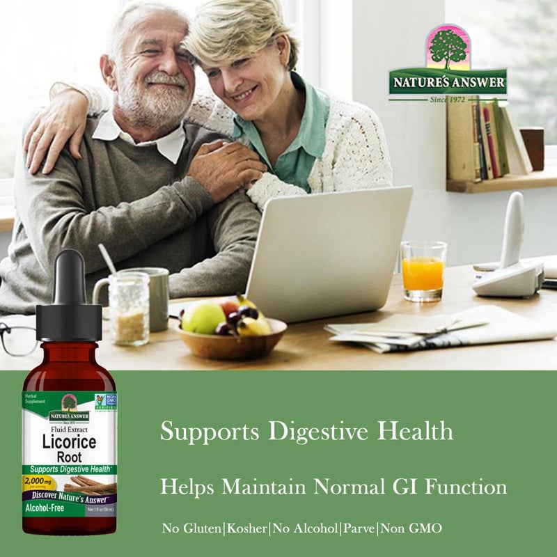 Nature's Answer Licorice Root 2000mg Fluid Extract Drops For Digestive Health, 30ml