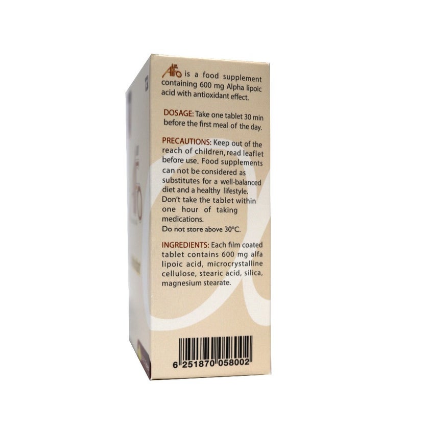 Alfo Alpha Lipoic Acid 600mg Tablets For Antioxidant Support, Pack of 30's