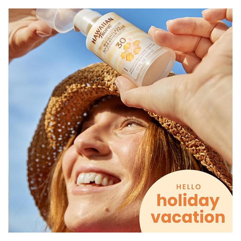 Hawaiian Tropic Silk Hydration Weightless Oil-Free Face Sunscreen Lotion SPF 30, 50 mL