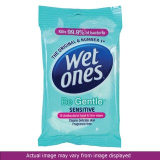 Wet Ones Be Gentle Antibacterial Sensitive Hand & Face Wipes 15's