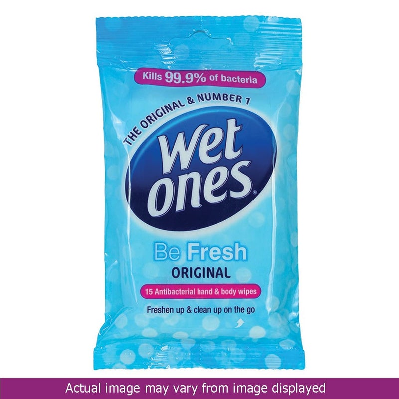 Wet Ones Be Fresh Original Antibacterial Hand & Body Wipes 15's