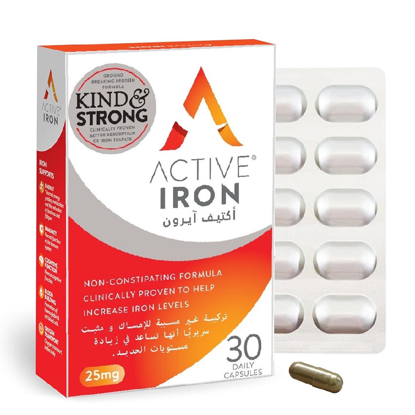 Active Iron 25mg Hard Gelatin Capsules, Pack of 30's