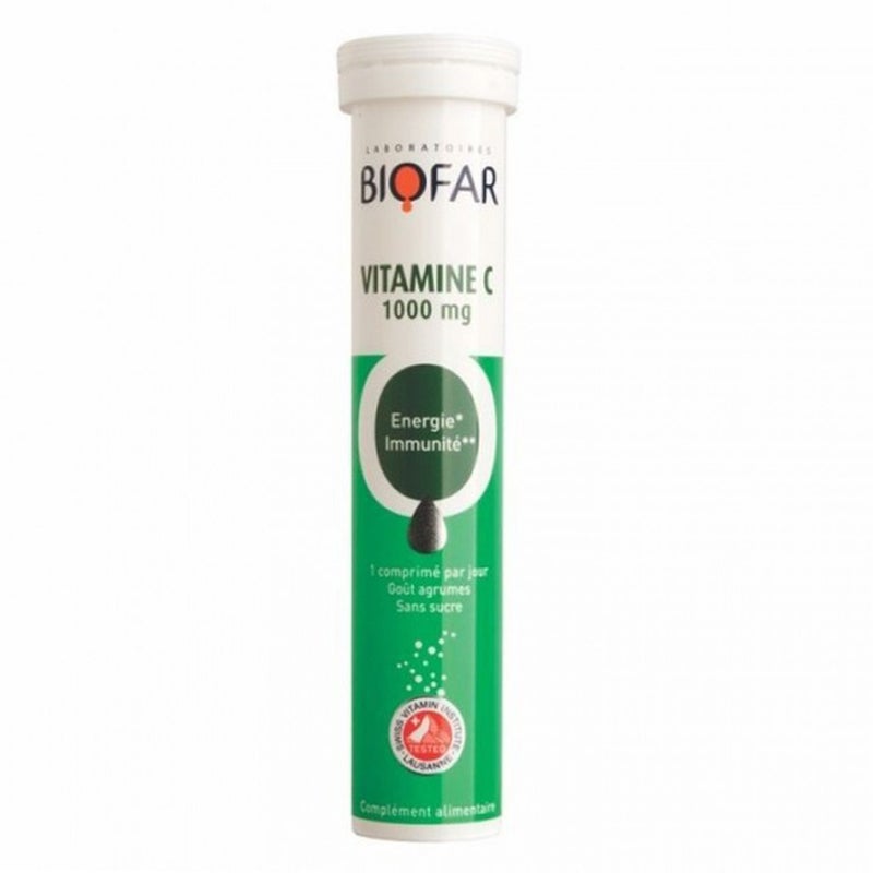 Biofar Vital Vitamin C 1000mg Effervescent Tablets For energy and Immunity, Citrus Flavor, Pack of 20's