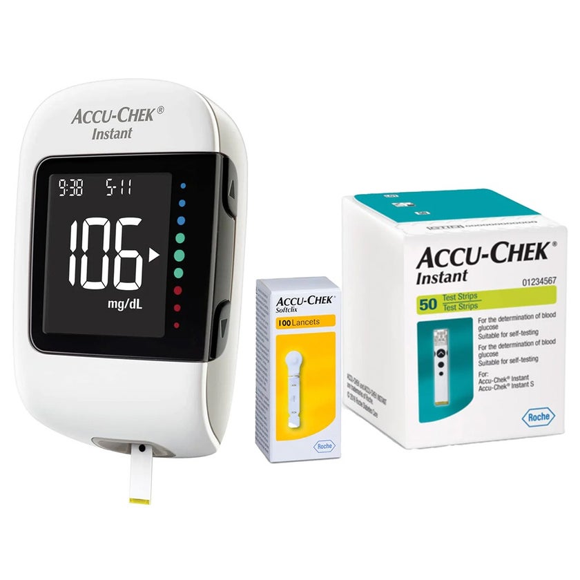 Accu-Chek Instant Blood Sugar Monitoring System + Accu-Chek Instant Test Strips 50's + Accu-Chek Softclix Lancets 100's