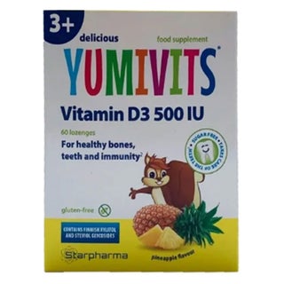 Yumivits Vitamin D3 Supplement 500IU Kids Lozenges Pineapple Flavor 60's