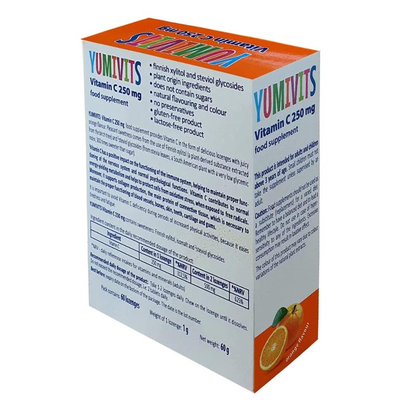 Yumivits Vitamin C Supplement 250 mg Kids Lozenges Orange Flavor 60's
