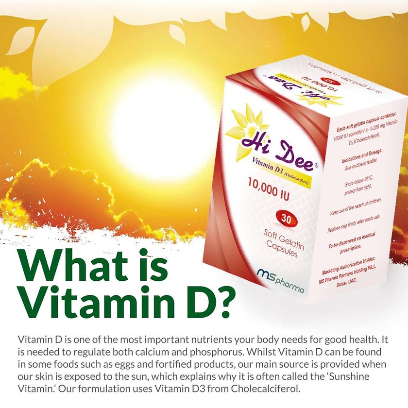 Hi Dee Vitamin D3 10000IU Soft Gelatin Capsules, Pack of 30's